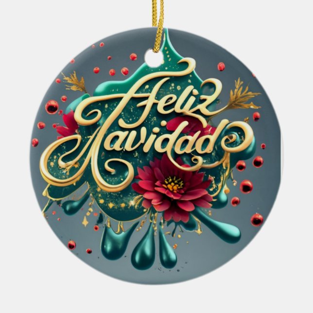 De Cerâmica Ornamento Feliz Navidad (Frente)