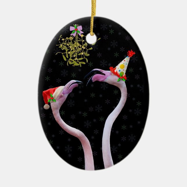 De Cerâmica Ornamento Festivo Flamingos (Frente)