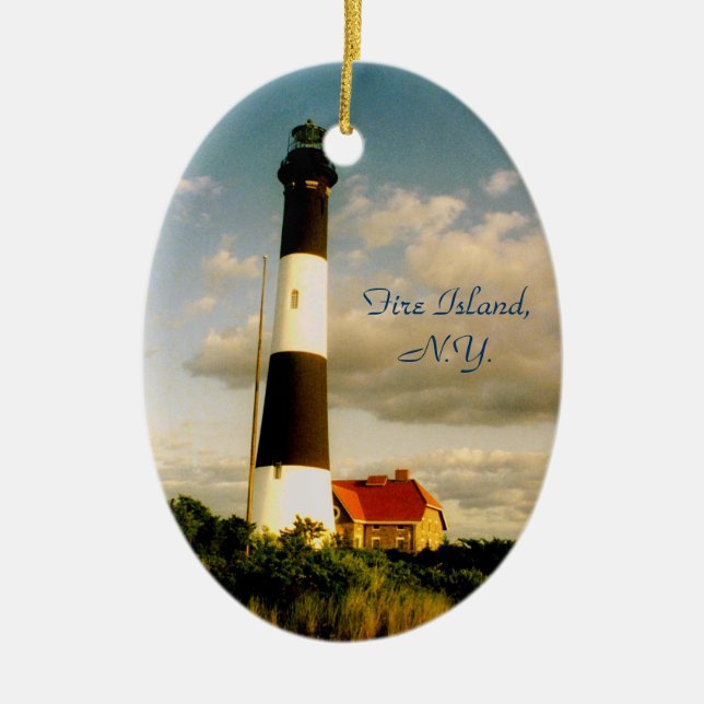 De Cerâmica Ornamento 'Fire Island Lighthouse no Sunset' (Frente)