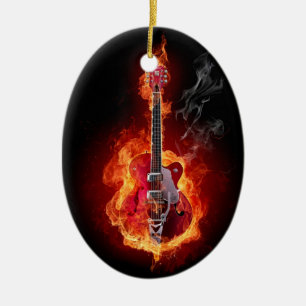 De Cerâmica Ornamento flamejante da guitarra