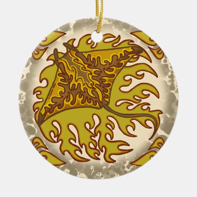 De Cerâmica Ornamento Flaming Manta Ray (Frente)