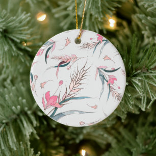 De Cerâmica Ornamento floral com delicadas flores cor-de-rosa