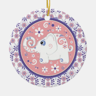 De Cerâmica Ornamento Floral do Elefante Branco Rosa Púrpura r