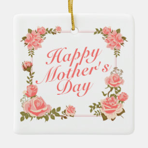 De Cerâmica Ornamento floral do quadro do dia das mães feliz
