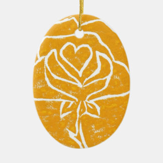 De Cerâmica Ornamento Floral "Rosa Heart Yellow"