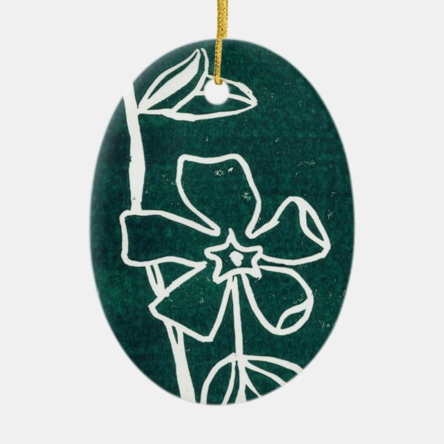 De Cerâmica Ornamento Floral "Vinca Verde" (Frente)