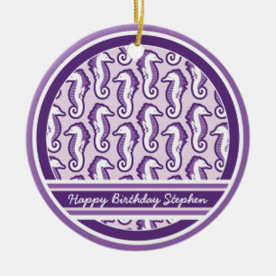 De Cerâmica Ornamento Frolic cavalo marinho - roxo