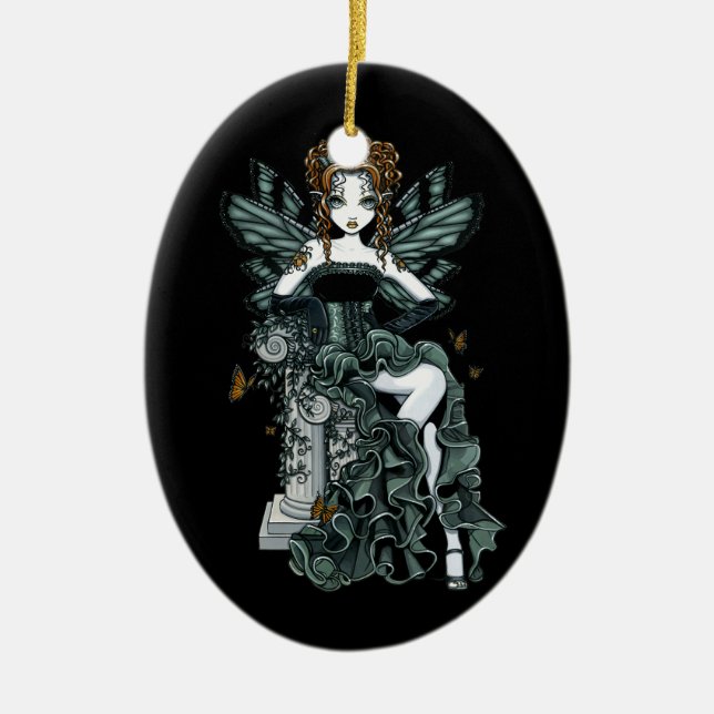 De Cerâmica Ornamento gótico da fada da borboleta do Couture (Frente)