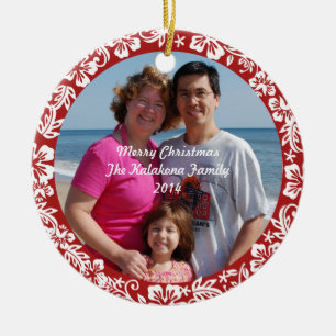 De Cerâmica Ornamento havaiano vermelho da foto do Natal do