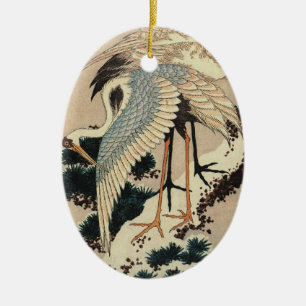De Cerâmica Ornamento japonês do guindaste do vintage