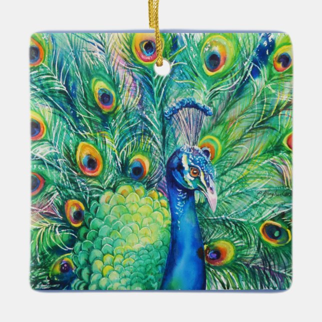 De Cerâmica Ornamento Jeweled do pavão (Frente)