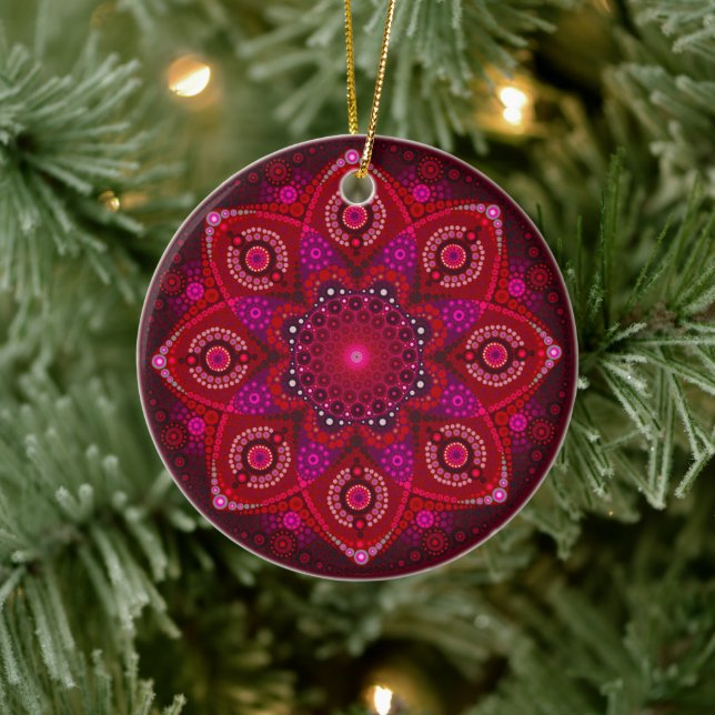 De Cerâmica Ornamento Julho Birthstone Ruby Mandala (Árvore)