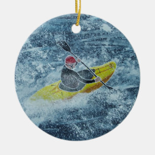 De Cerâmica Ornamento Kayaking