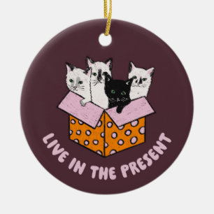 De Cerâmica Ornamento "Live in the current" Sunset Park Cats