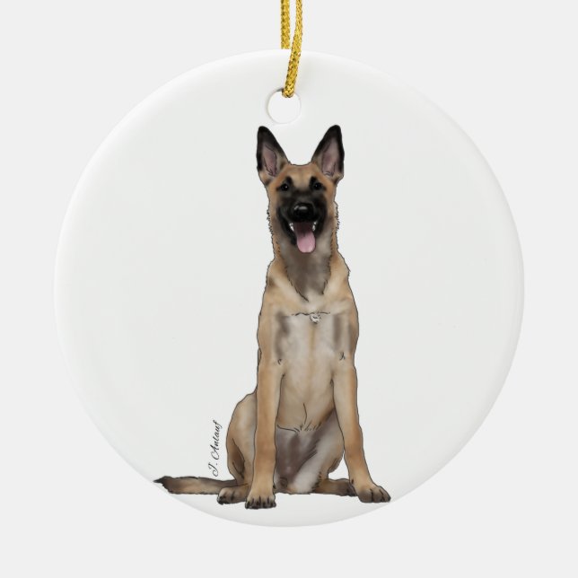 De Cerâmica Ornamento Malinois Belga (Frente)