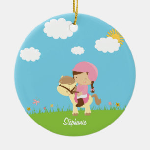 De Cerâmica Ornamento marrom personalizado da menina do