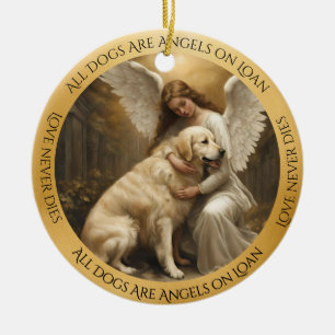 De Cerâmica Ornamento Memorial do Anjo para Retriever ouro