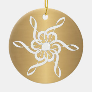 De Cerâmica Ornamento Musical Dourado Tremor Clef Snowflake
