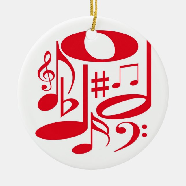 De Cerâmica Ornamento Musical Vermelho (Frente)