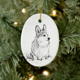 De Cerâmica Ornamento oval Corgi