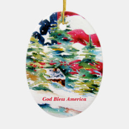 De Cerâmica Ornamento Oval da Bandeira Americana