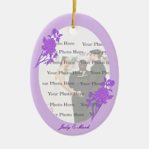 De Cerâmica Ornamento Oval Personalizado da Flor Roxa