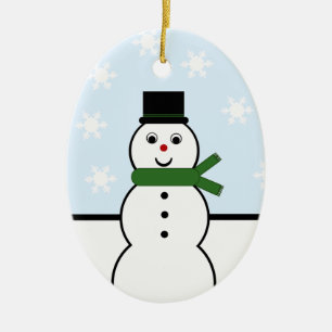 De Cerâmica Ornamento Oval Snowman Day
