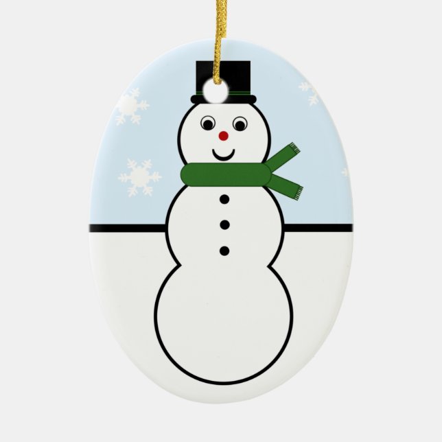 De Cerâmica Ornamento Oval Snowman Whimsical (Frente)