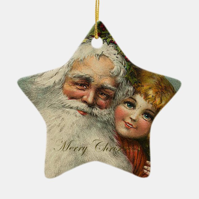 De Cerâmica Ornamento Padre Natal do Pai Natal (Frente)