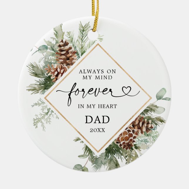 De Cerâmica Ornamento para Memória do Pai Russo Personalizado (Frente)