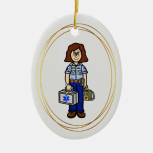 De Cerâmica Ornamento paramédico Brunette Female EMS
