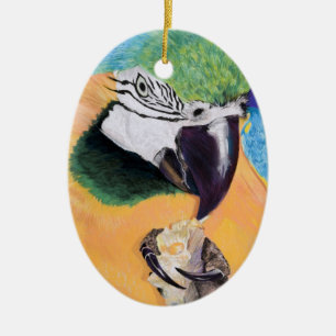 De Cerâmica Ornamento Pastel da arte do Macaw azul & amarelo