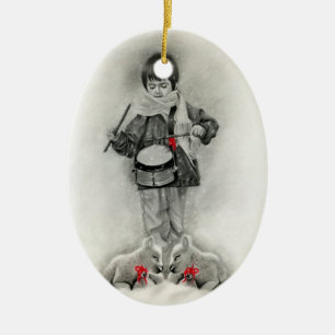 De Cerâmica Ornamento pequeno do menino do baterista