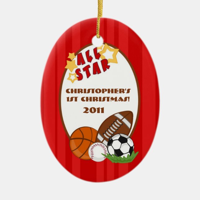 De Cerâmica Ornamento Personalizado All Star Red (Frente)
