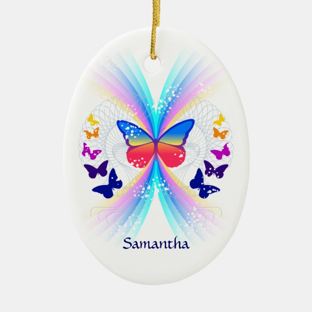 De Cerâmica Ornamento personalizado da borboleta arco-íris (Frente)