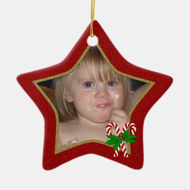 De Cerâmica Ornamento personalizado da estrela do Natal (Frente)