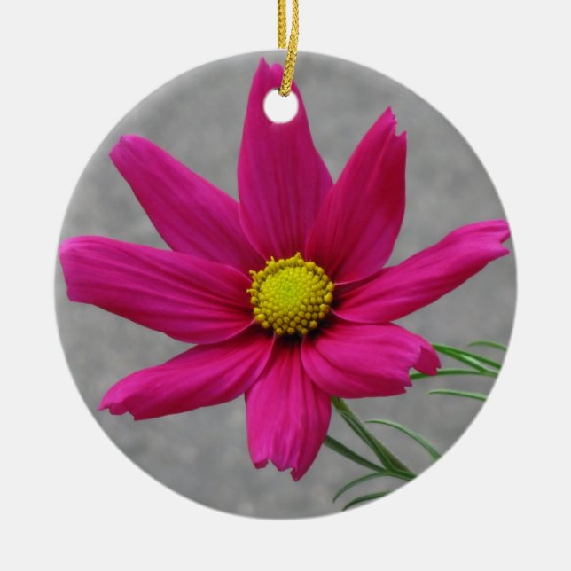 De Cerâmica Ornamento personalizado da Flor Rosa (Frente)