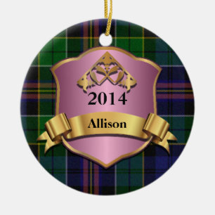 De Cerâmica Ornamento personalizado da Xadrez Allison Tartan