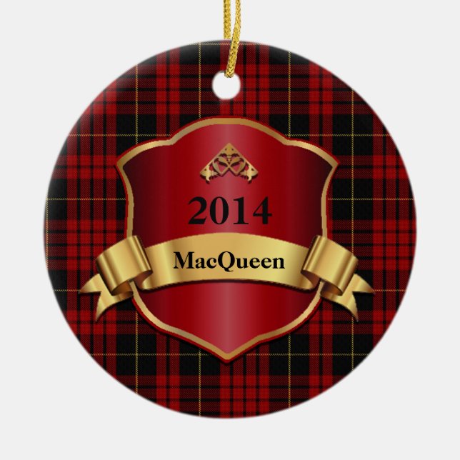De Cerâmica ornamento Personalizado da Xadrez MacQueen Tartan (Frente)