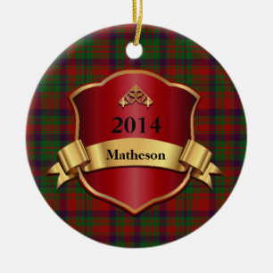 De Cerâmica Ornamento Personalizado da Xadrez Matheson Tartan