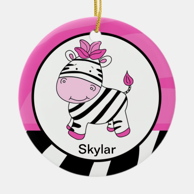 De Cerâmica Ornamento personalizado da zebra listra (Frente)