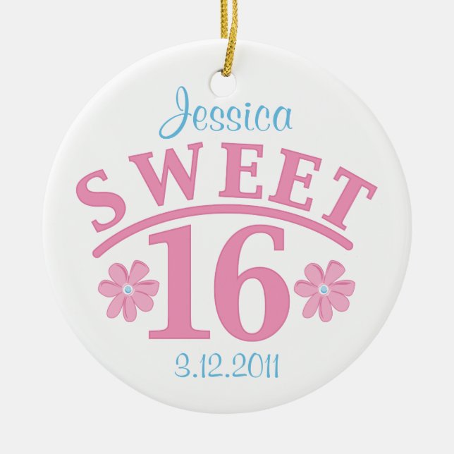 De Cerâmica Ornamento personalizado do doce 16 (Frente)