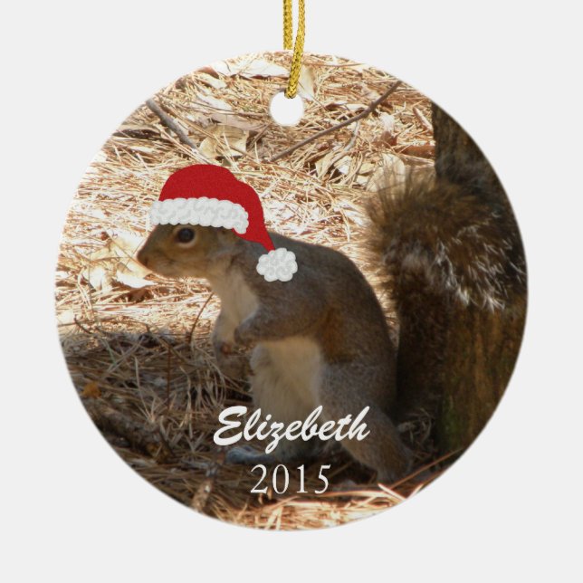 De Cerâmica Ornamento personalizado do esquilo do Natal (Frente)