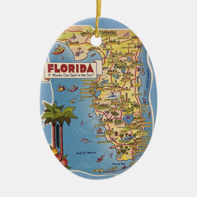 De Cerâmica Ornamento Personalizado do Flórida Paradise (Frente)