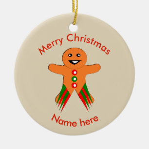 De Cerâmica Ornamento Personalizado do Gingerbread Man do Part