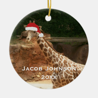 De Cerâmica Ornamento personalizado do girafa do Natal
