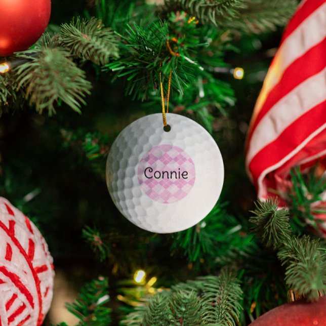 De Cerâmica Ornamento Personalizado do Golfe Argyle Rosa (Criador carregado)