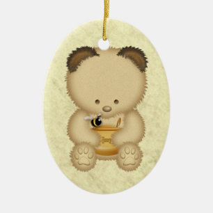 De Cerâmica Ornamento Personalizado do Honey Bear
