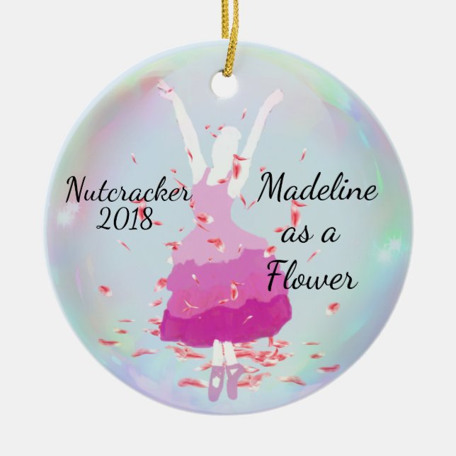 De Cerâmica Ornamento personalizado do Nutcracker - flor/anjo (Frente)