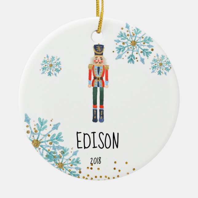 De Cerâmica Ornamento personalizado do Nutcracker para o bebé (Frente)